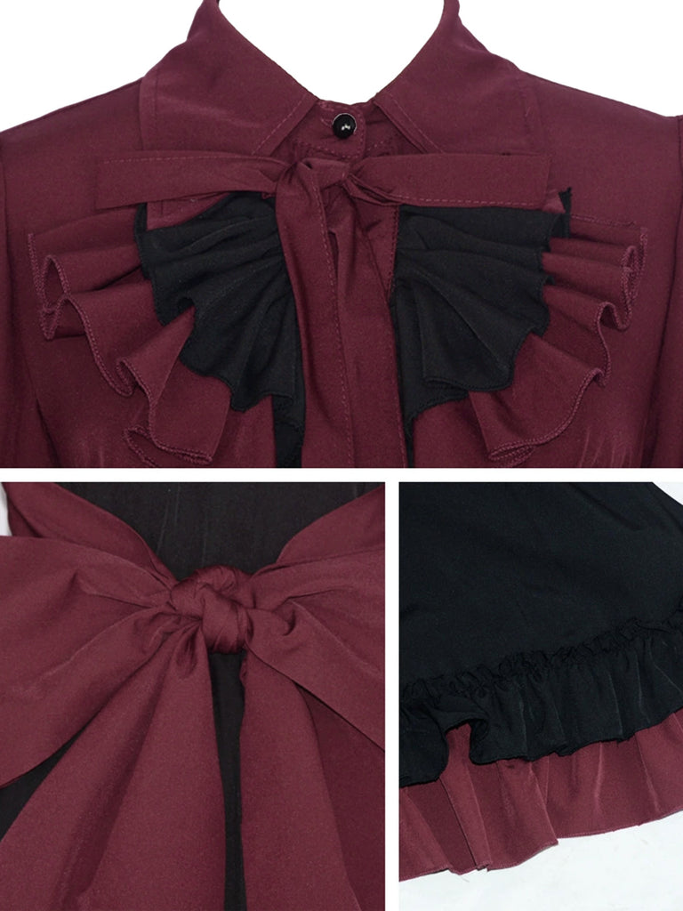 1950s Gothic Victorian Ruffled Bow Dress