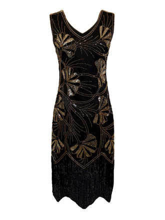 1920s V-Neck Sequined Beading Flapper Dress