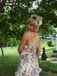Multicolor 1930s Floral V-Neck Bohemian Slip Dress