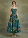 [Pre-Sale] Blue 1950s Water Lily Sweetheart Strapless Dress