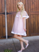 Pink 1940s Ruffle Sleeve Plush Trim Tulle Nightgown