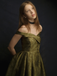 Green 1950s Off-Shoulder Vintage Dress
