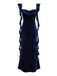 1940s Velvet Ribbon Strap Ruffled Detail Dress