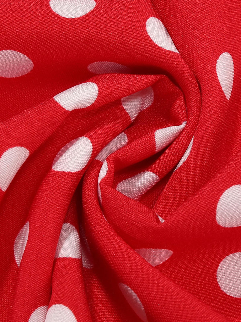 1950s Bow Tie Neck Polka Dot Belted Dress