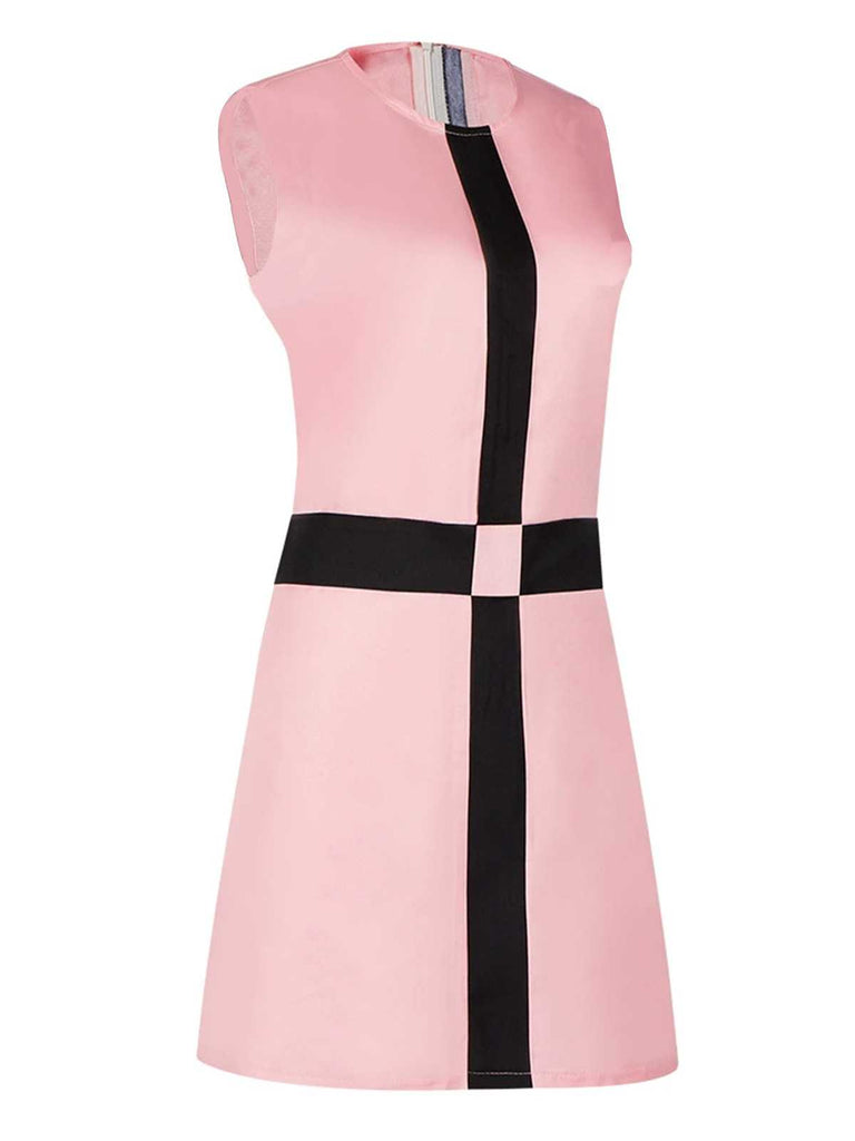 Pink 1960s The Queen’s Gambit Costume Sleeveless Dress