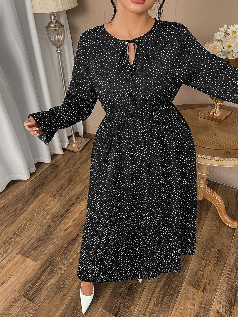 [Plus Size] Wine Red 1940s Polka Dot Midi Dress