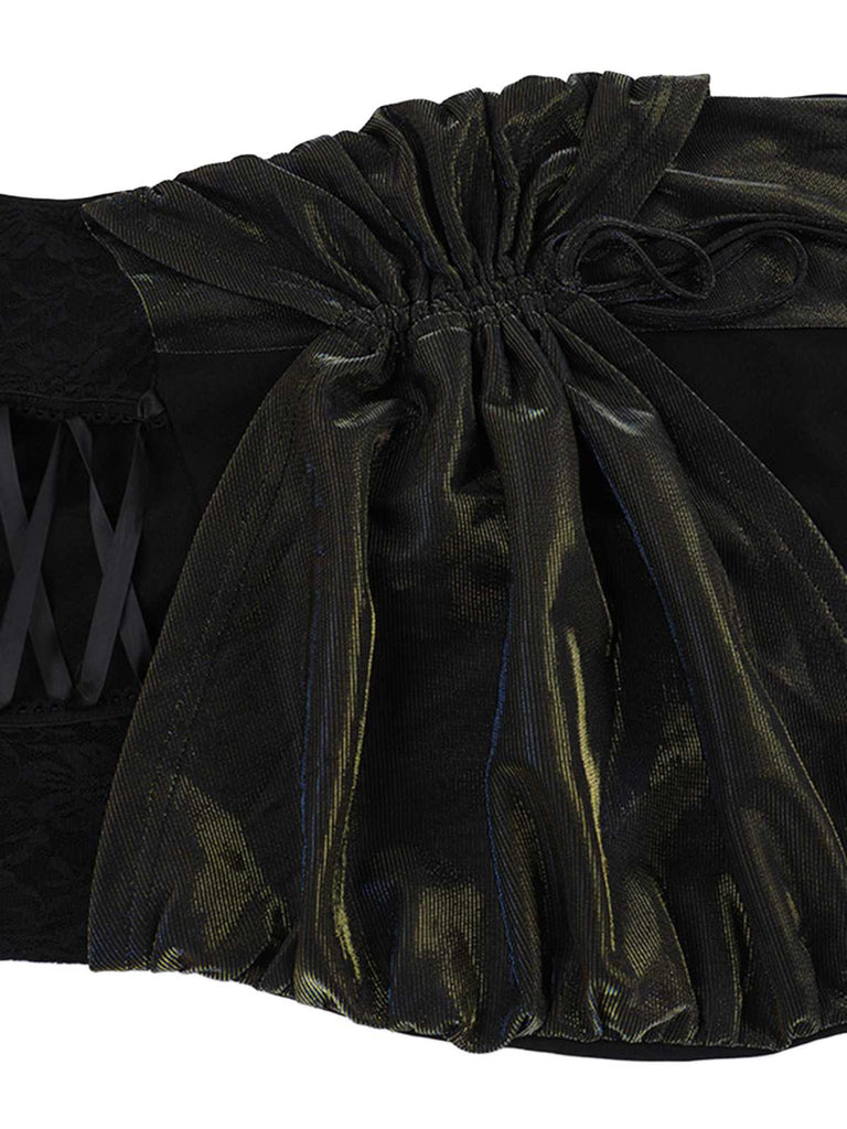 Black 1980s Gothic Slip Lace Maxi Dress