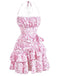 1970s Halter Tiered Ruffle Floral Dress