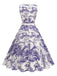 1950s Porcelain Landscape Sleeveless Belted Dress