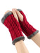 Winter Faux Fur Trim Knit Fingerless Gloves