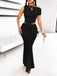 2PCS Solid 1930s One Shoulder Top & Mermaid Skirt