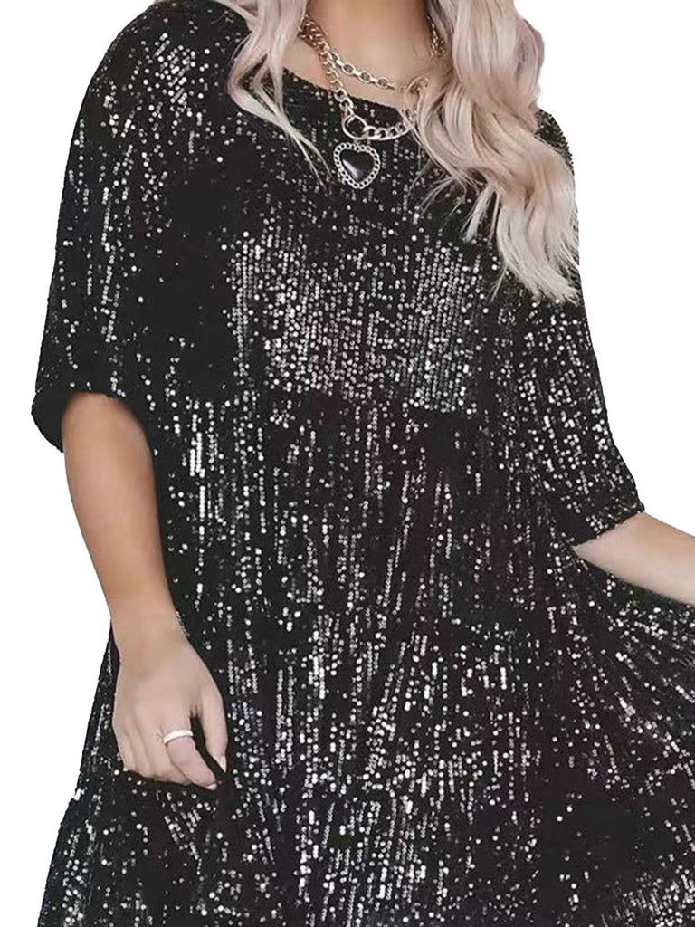 1960s Sequin Tiered Babydoll Dress