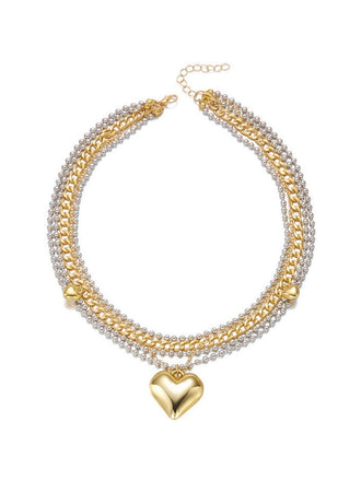 Gold Heart Pendant Layered Necklace
