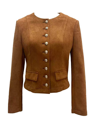 Brown 1970s Suede Button Pocket Jacket