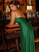 1960s One Shoulder Ruched Slit Satin Dress