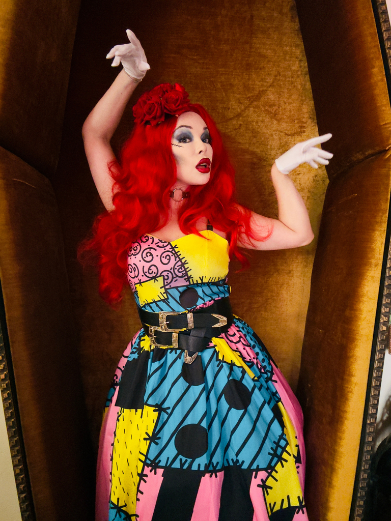Multicolor 1950s Nightmare Before Christmas Sally Colorblock Dress