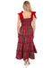 Red 1940s Christmas Plaid Lace-Up Dress