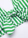 [Plus Size] Green 1950s Retro Halter Stripes Bikini Set