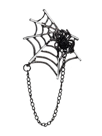 Halloween Diamond Spider Web Gothic Brooch