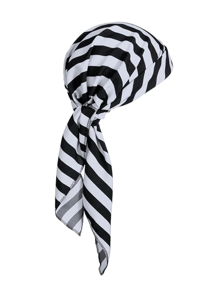 Black&White 1960s Striped Skirt With Headscarf
