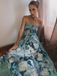 Pale Green 1950s Water Lily Sweetheart Strapless Dress