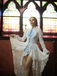 White 1980s Gigot Sleeve Victorian Lace Dress