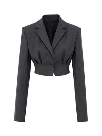 [Pre-Sale] Black 1950s Cropped Tailored Cinched Waist Blazer