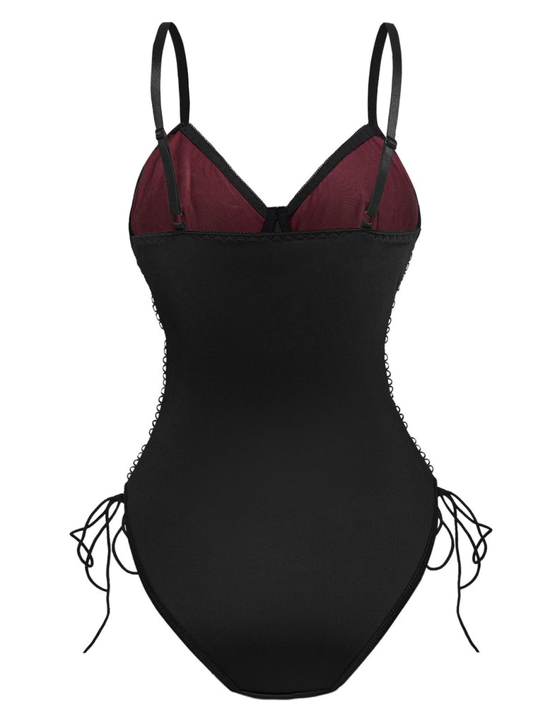 1970s Lace Spiderweb Punk Underwire Shapewear Bodysuit