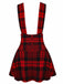 Red 1970s Plaids Button Suspender Skirt