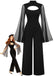 Black 1930s Sparkly Cutout Jumpsuit with Cape