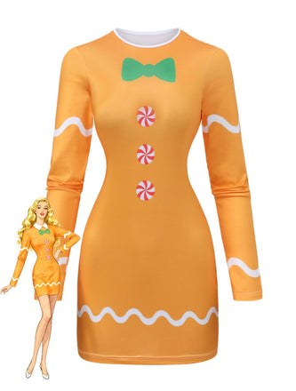Yellow 1960s Gingerbread Cosplay Dress