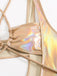 1970s Halter Cut-Out Metallic One-Piece Swimsuit