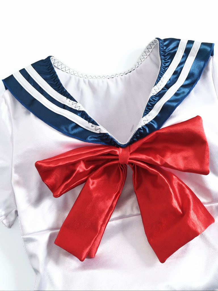 1970s Satin Vintage Sailor Collar Sleepwear Set