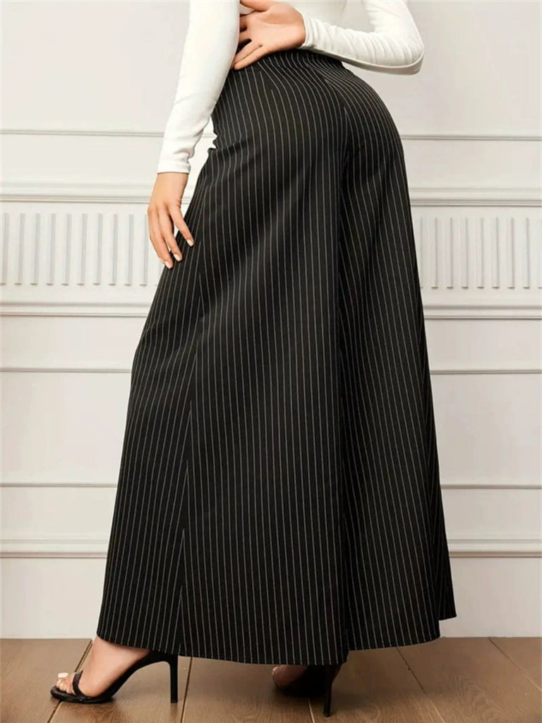 Black 1940s Pinstripe Super Wide-Leg Pants