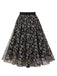 Black 1950s Daisy Mesh Skirt
