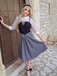 2PCS 1940s Colorblock Pink Blouse & Gray Dress