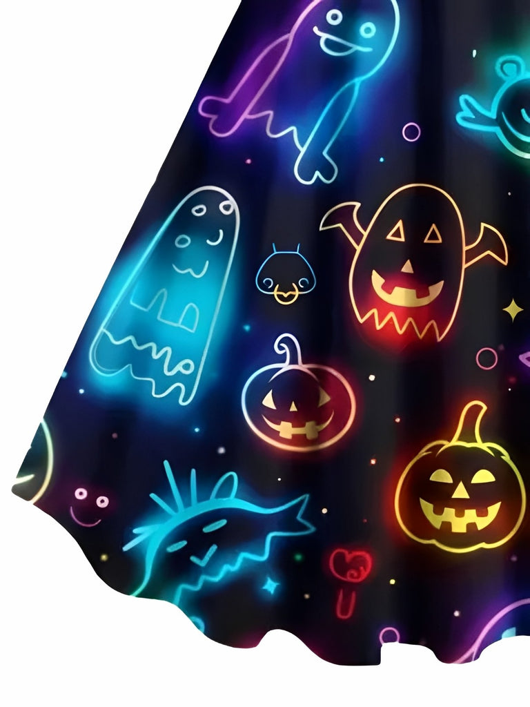 [Pre-Sale] 1950s Halloween Pumpkin Ghost Neon Color Dress