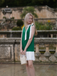 Green 1960s Crew Bowknot Sleeveless Dress