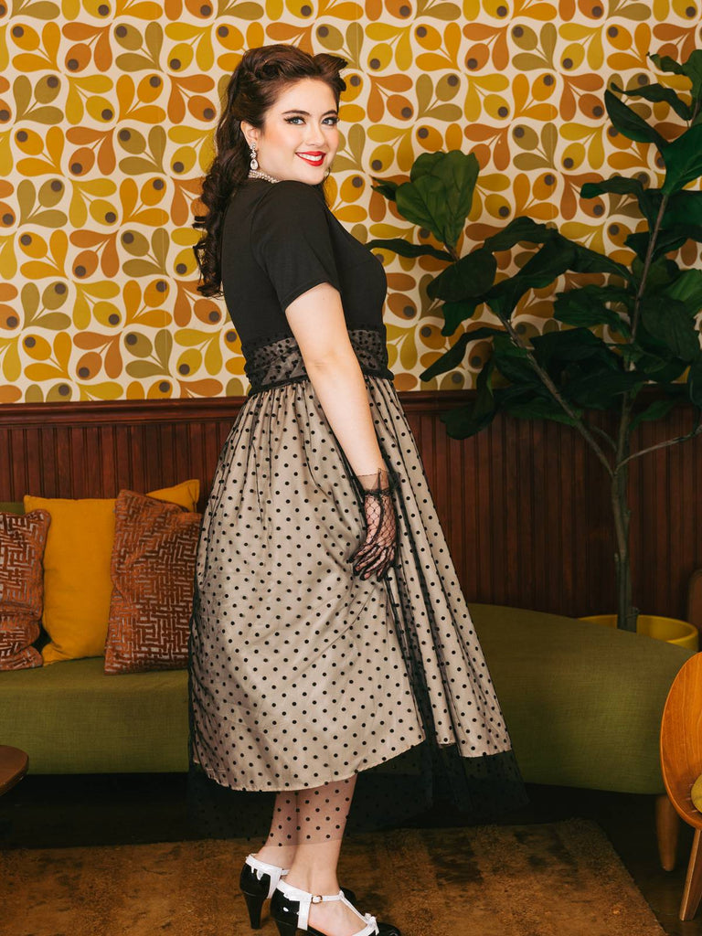 Black 1950s Polka Dot Swing Dress