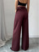 Burgundy 1960s High-Waist Wide-Leg Pants