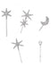 5PCS Silver Ses Crystal Star Moon HairPin Set - vintage fashion, retro style