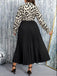 [Plus Size] 1970s Leopard Shirt Pleated Skirt Patchwork Dress