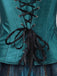 2PCS 1930s Peacock Feather Embroidered Corset & Mesh Pleated Skirt