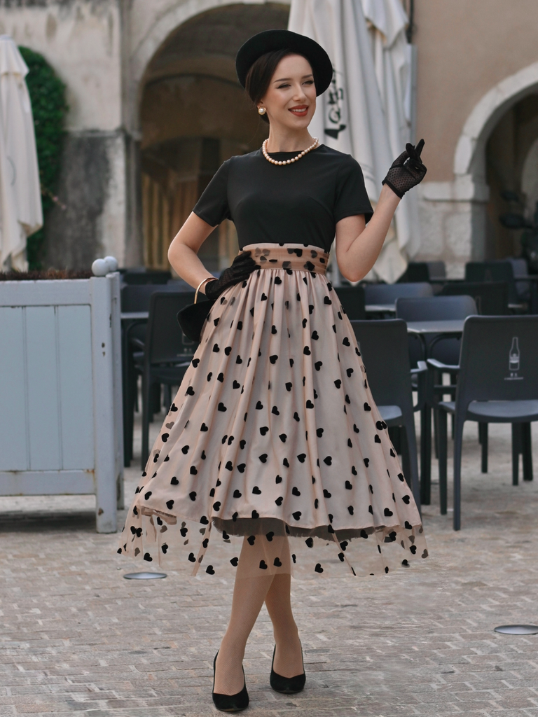 Black 1950s Polka Dot Swing Vintage Dress