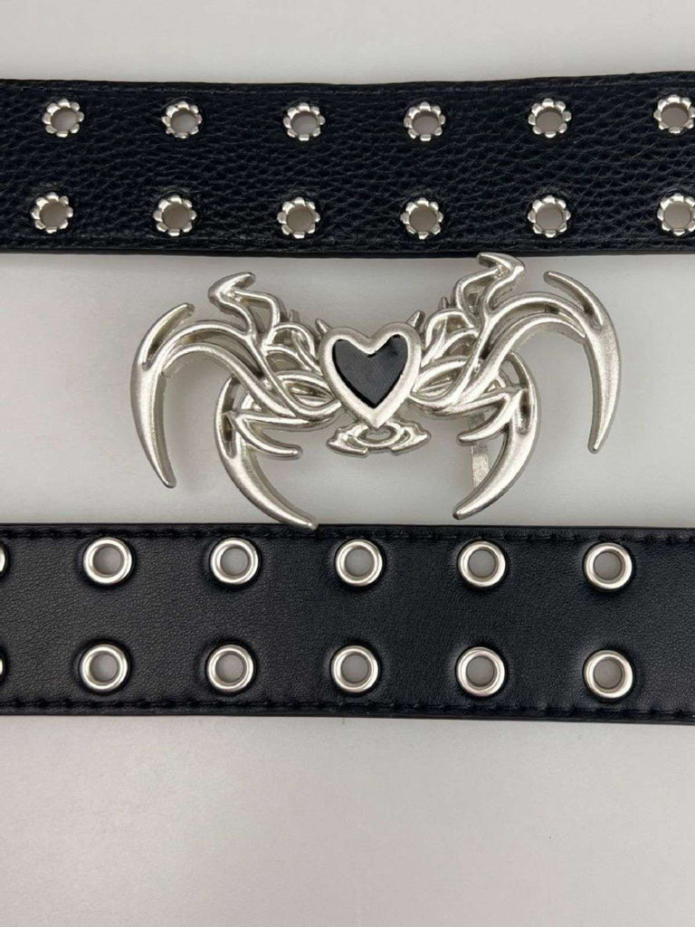 Vintage Heart Wings Grommet Buckle Punk Belt