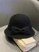 Vintage Solid Faux Wool Bowknot Cloche Hat