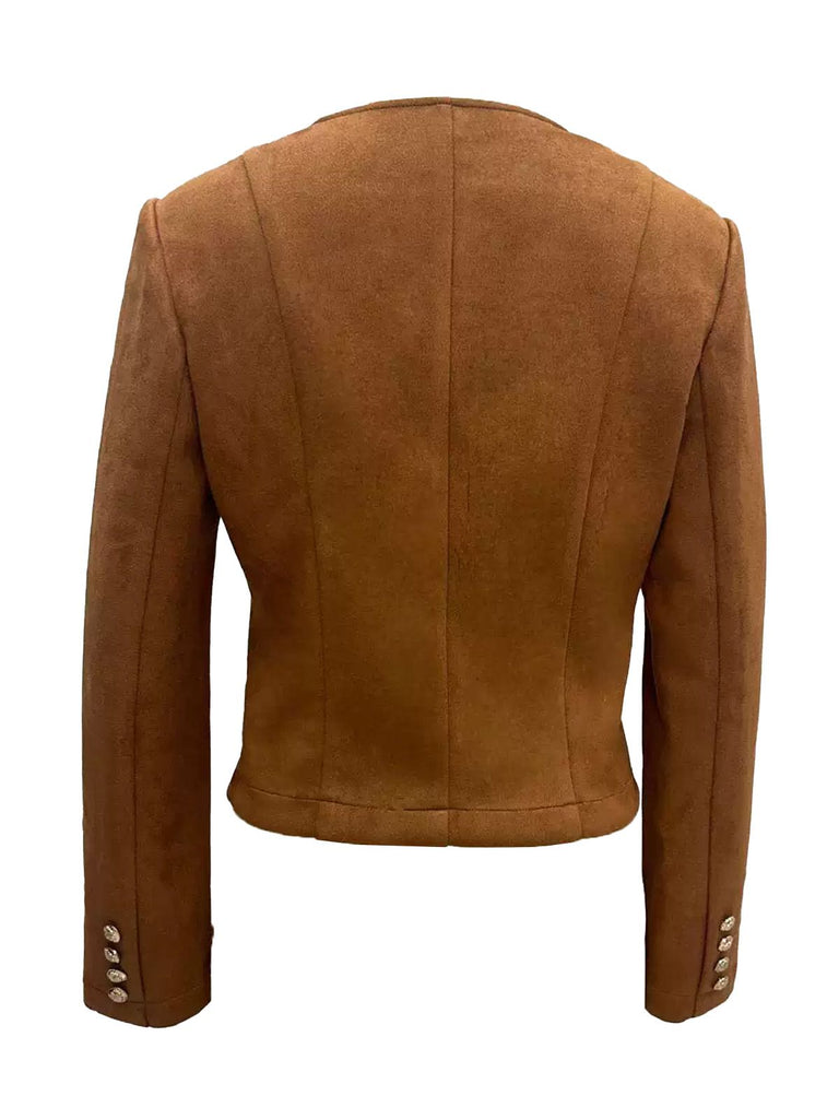 Brown 1970s Suede Button Pocket Jacket