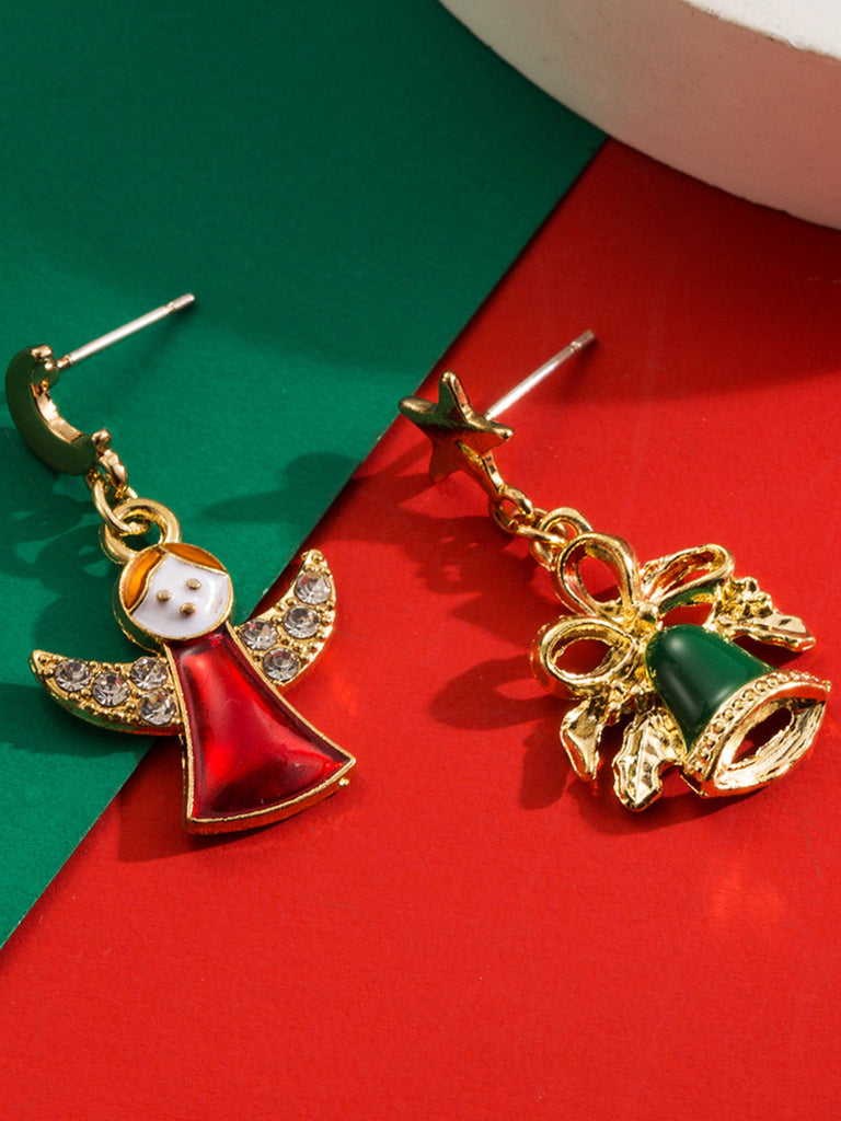 Christmas Bell Angel Snowflake Dangle Earrings
