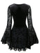 Black 1960s Gothic Flocked Dress