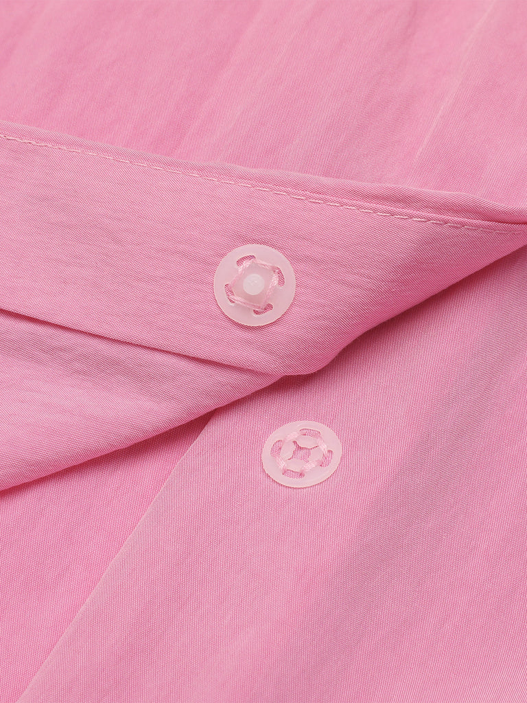 Pink 1940s Doll Collar Solid Dress